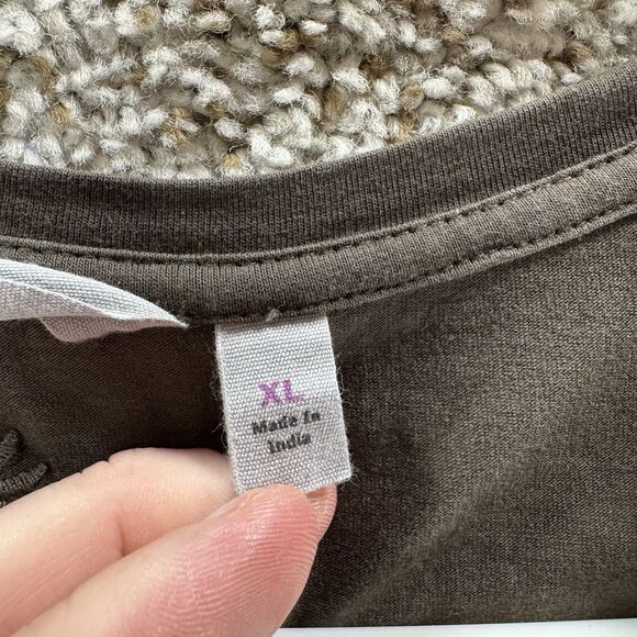 Athleta Shirt Womens Extra Large Gray Embroidered Tank Top Sleeveless Cotton - Picture 8 of 14